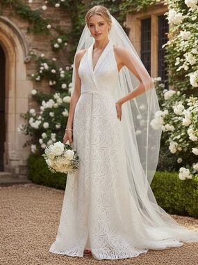 Kay Unger New York Nadia Embroidered Lace Tuxedo Pantsuit Dress Size 10